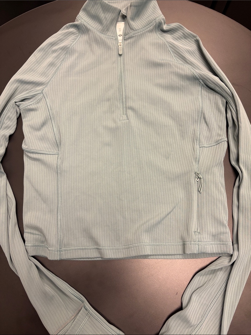 lululemon athletica Men’s Light Blue Zip-Front Ribbed Pullover
